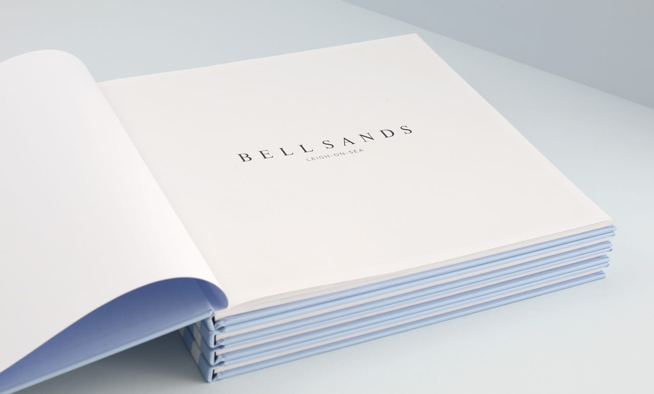 Opening page from brochure design for Bell Sands development, Leigh on Sea