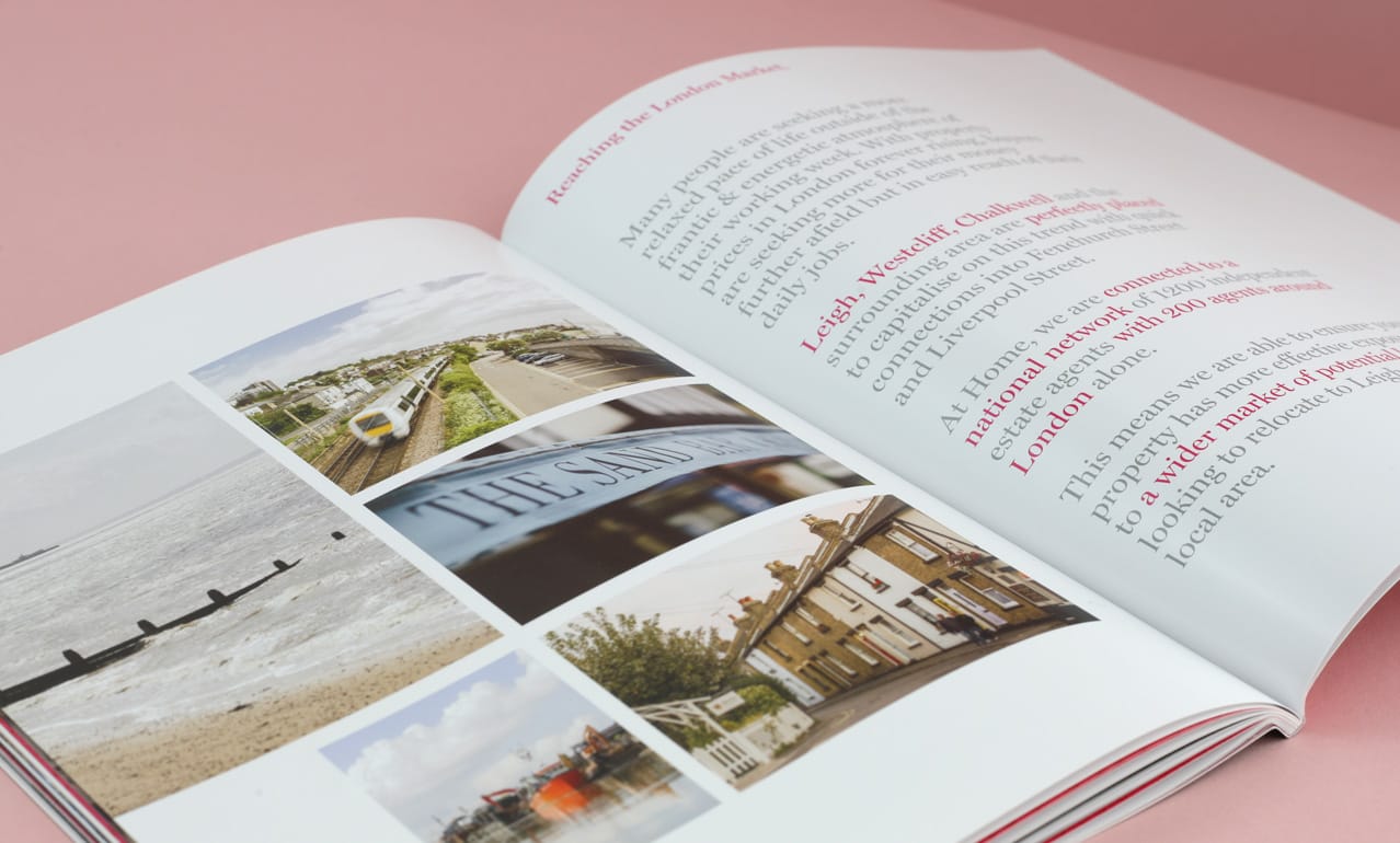 Page layout from brochure design for Home Estate Agents, Leigh on Sea