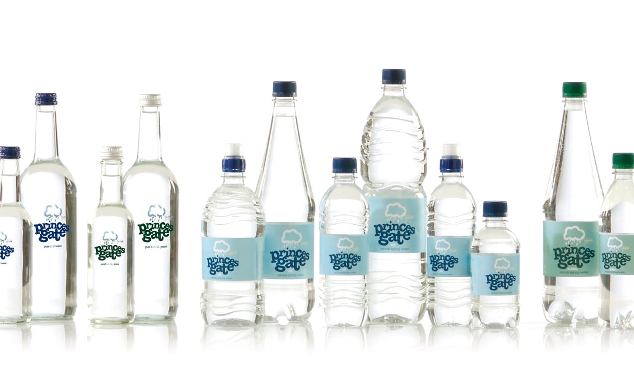 Princes Gate Spring Water brand design and packaging