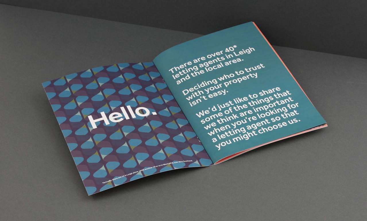 Copywriting, typography, graphic design from the brochure for Scott and Stapleton