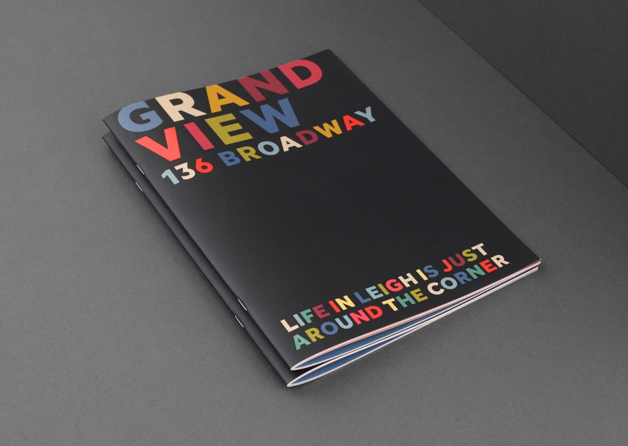 Graphic design brochure cover for Grand View development, Leigh on Sea
