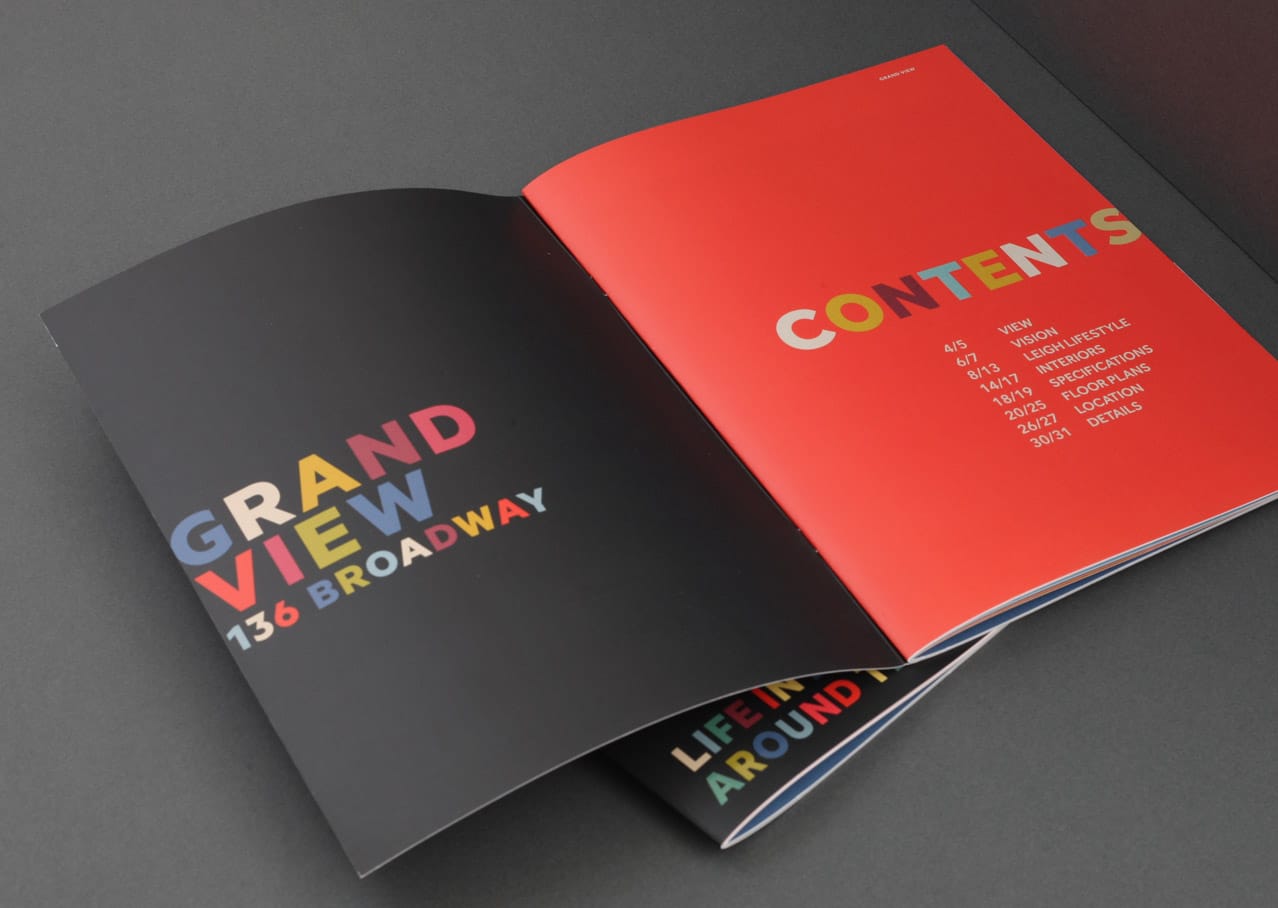 Brochure and branding design for Grand View development, Leigh on Sea