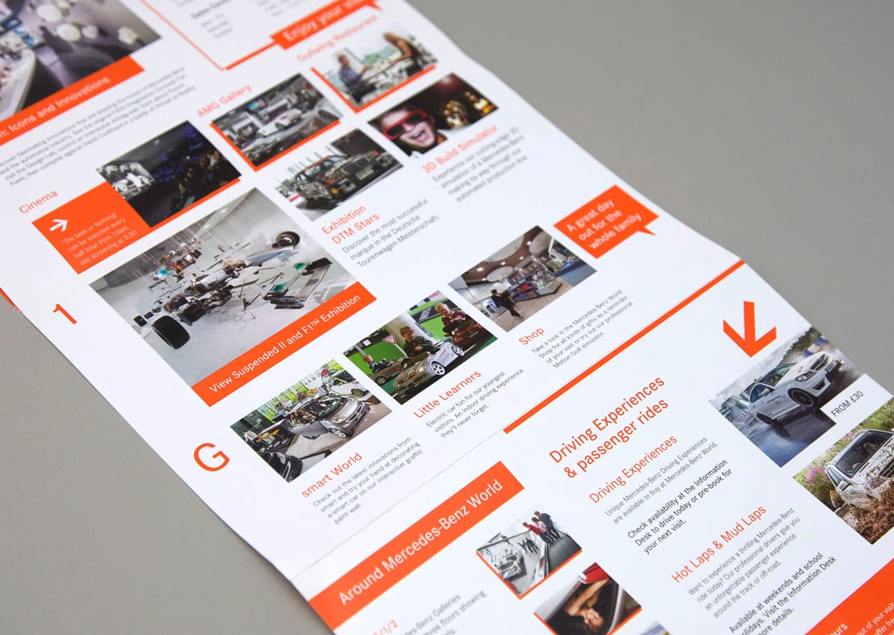 Graphic design for Mercedes-Benz World visitor guide