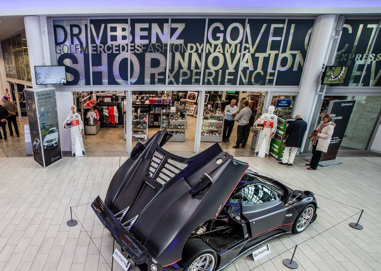 Shop signage design for Mercedes-Benz World