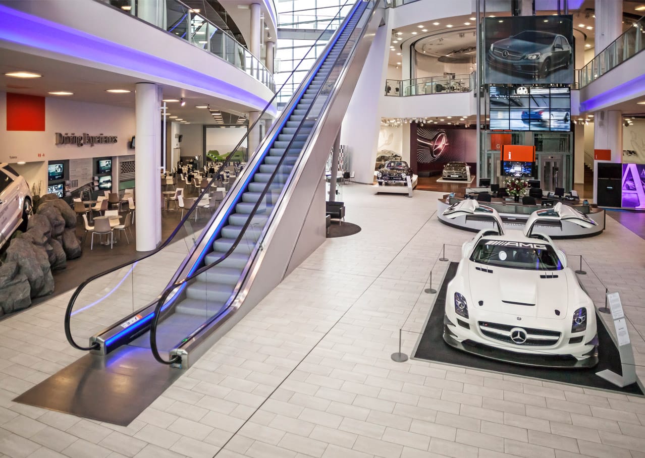 Wayfinding and signage design for Mercedes-Benz World, Surrey