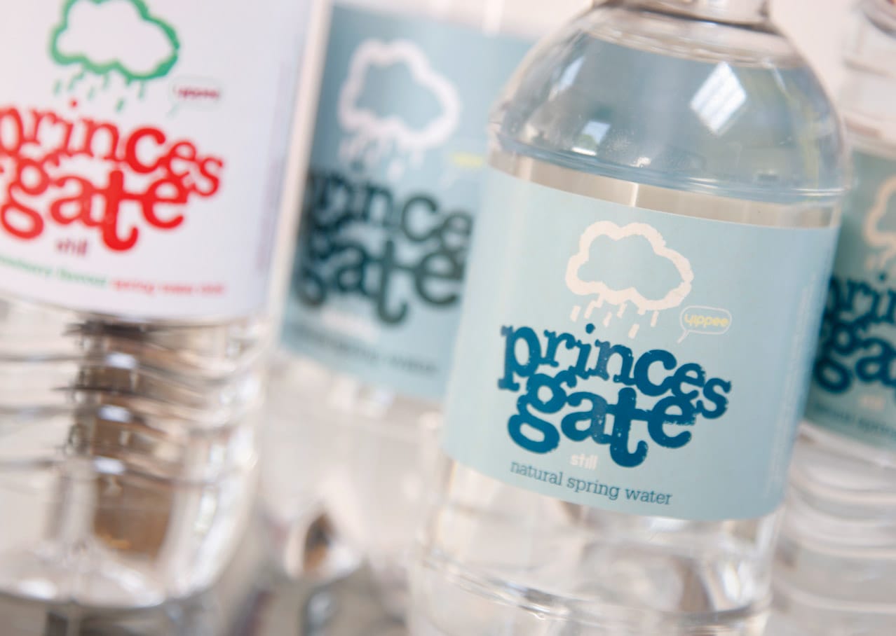 Princes Gate Spring Water packaging design for bottled water