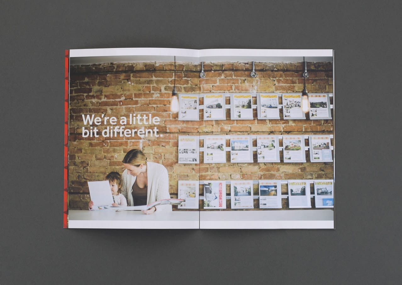 Graphic design and layout for Scott and Stapleton brochure showing art direction style and Paul Tait photography