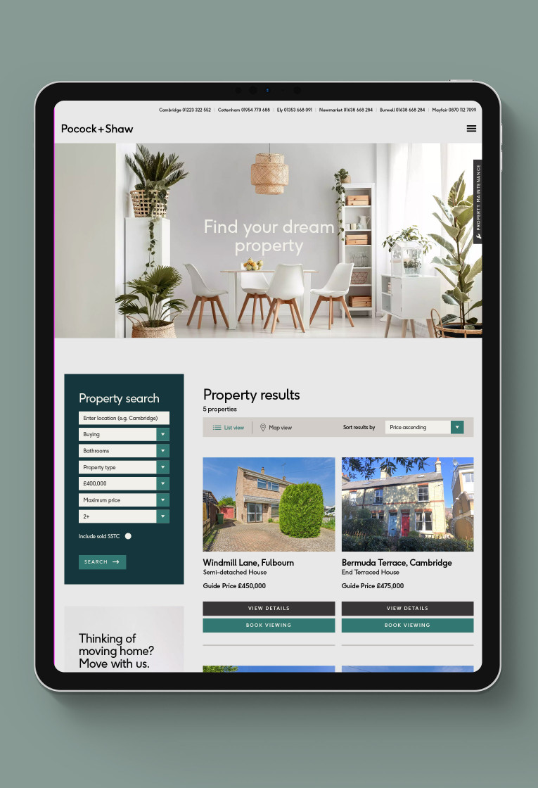 Image of Pocock and Shaw website design