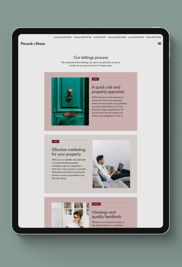 Web page design for Pocock and Shaw