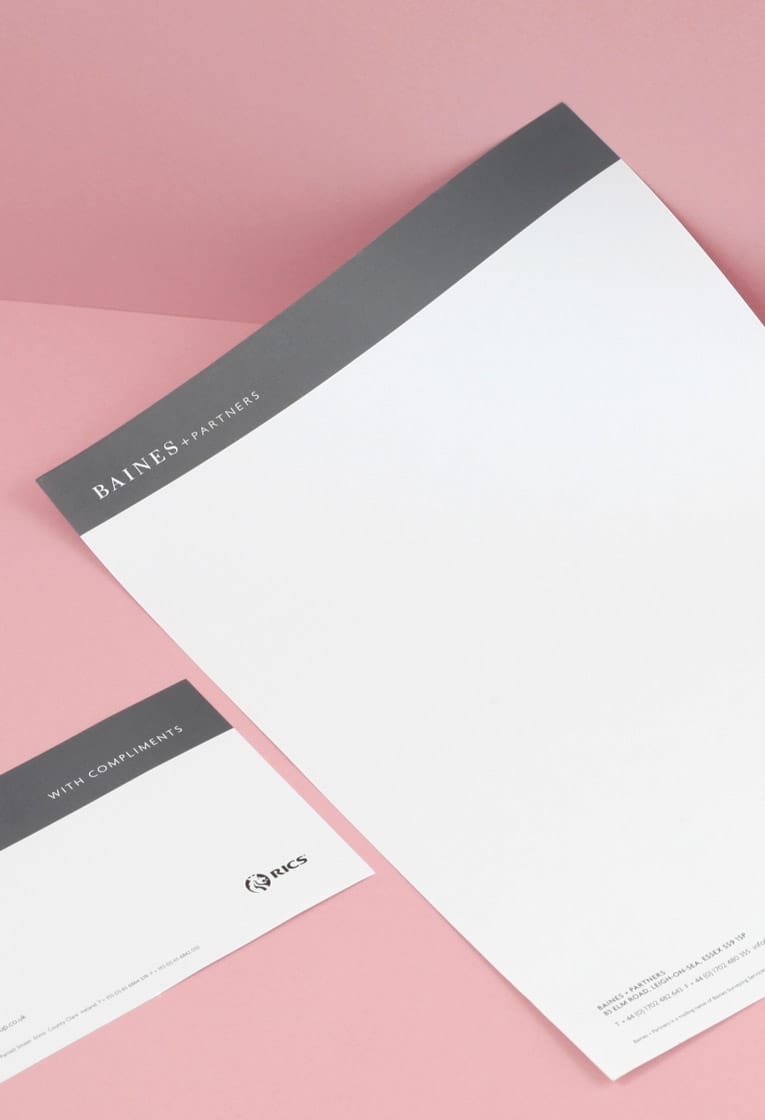 Baines stationery design