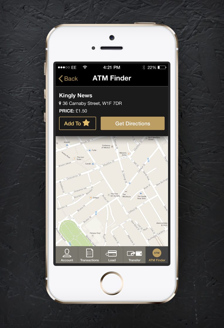 Screenshot of app design for Centtrip