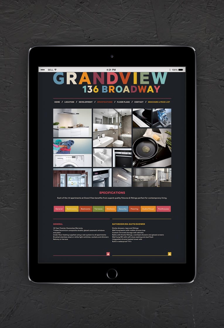 Responsive web design and development for Grand View development, Leigh on Sea