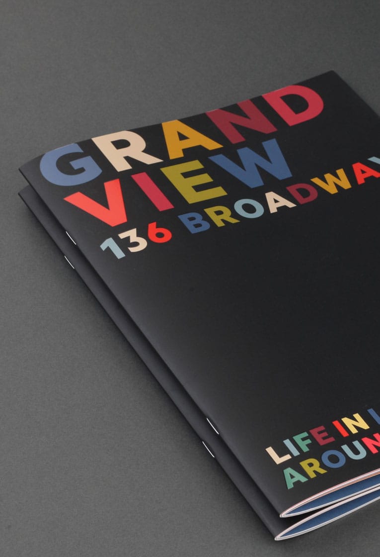 Graphic design brochure cover for Grand View development, Leigh on Sea