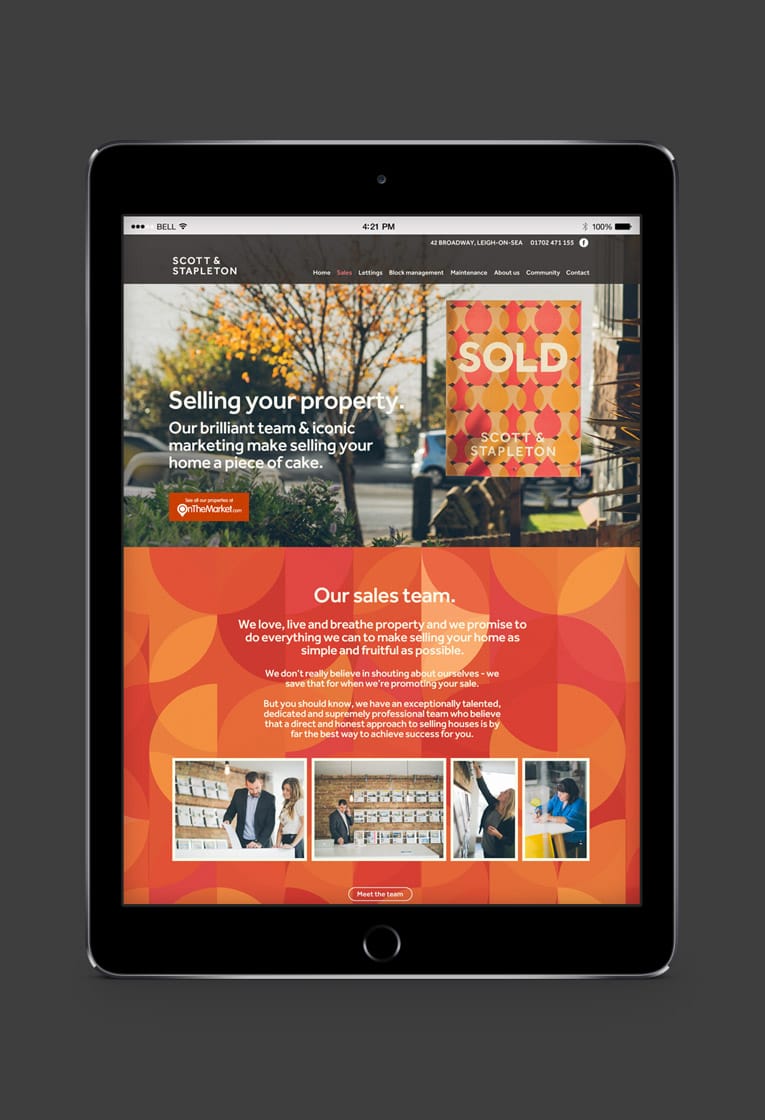 Responsive web design for Scott and Stapleton estate agents, Leigh on Sea