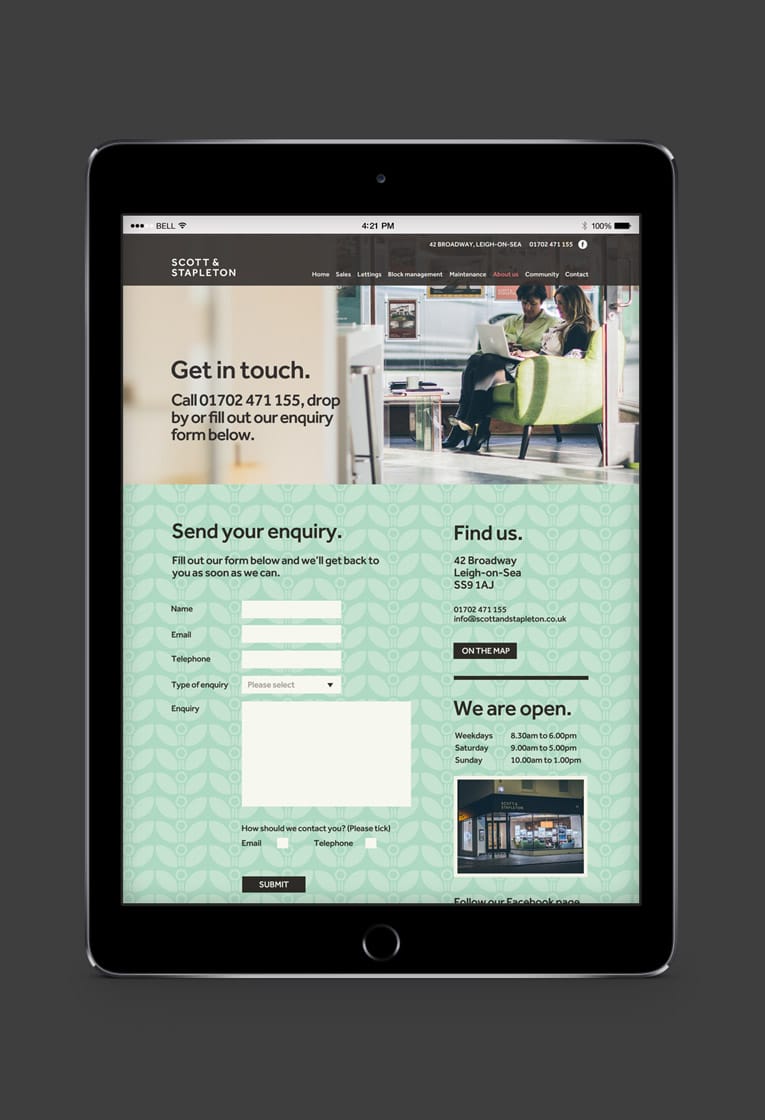 Responsive web design for Scott and Stapleton estate agents, Leigh on Sea